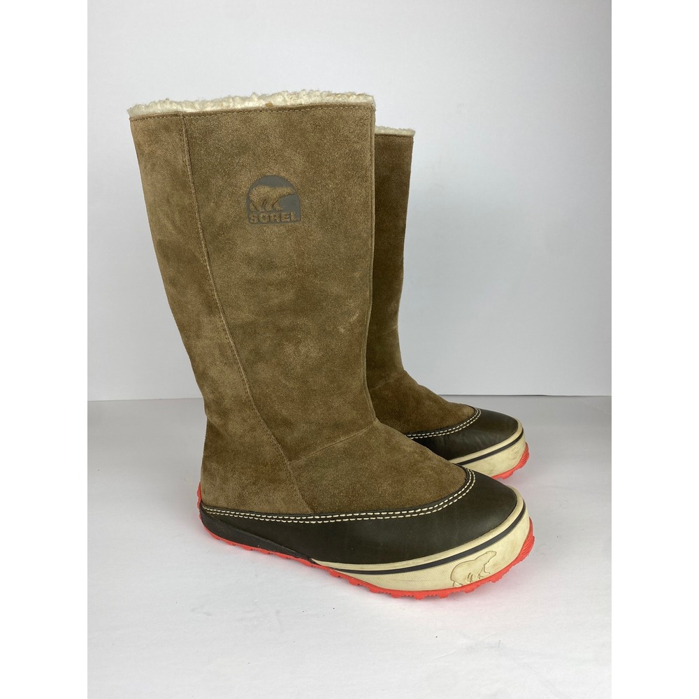Sorel Brown Suede Winter Boots‎ Women 6.5 NL1609-269 Coral Sole Snow Boots